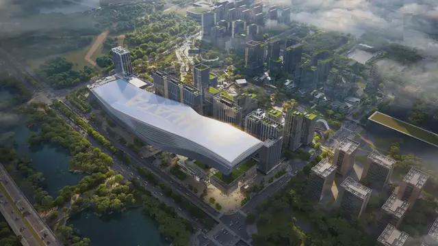 九游体育：全球规模最大、中国落差最高的滑雪场封顶形如“蓝鲸”(图1)